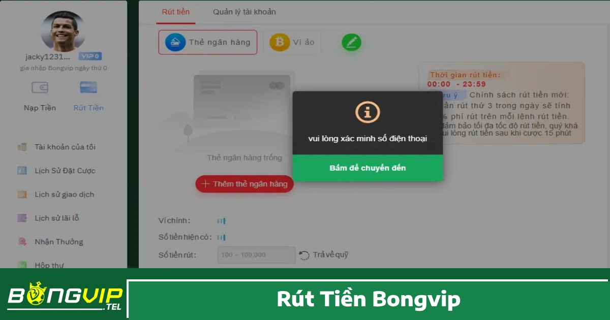 Cách Rút Tiền Bongvip Đơn Giản Trong 3 Bước